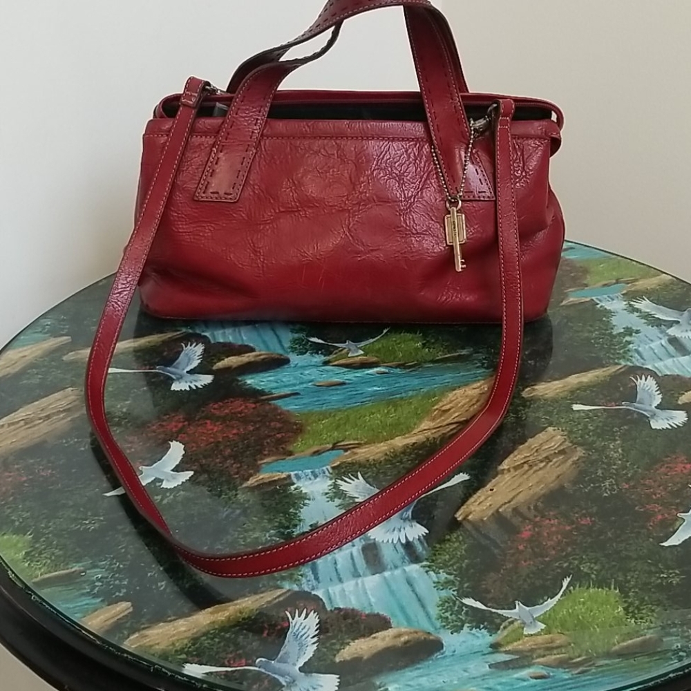 Fossil Top Handle Dark Red Bag - image 1